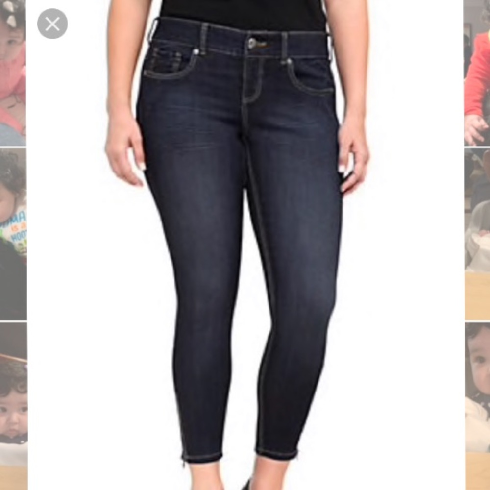 Stiletto skinny jeans with zipper, medium dark